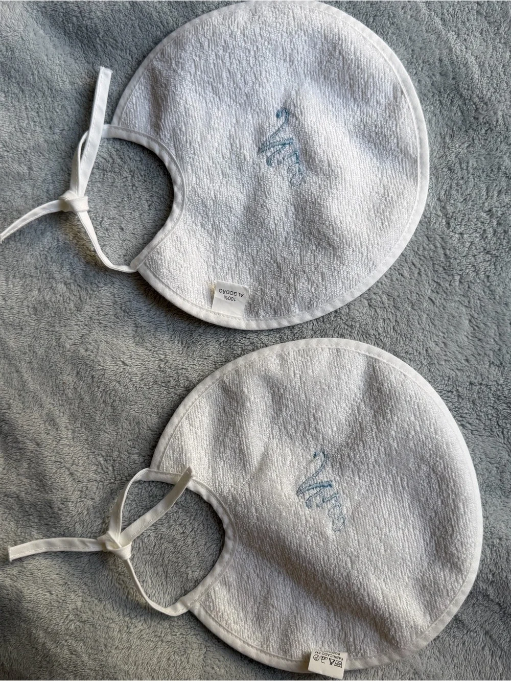 Personalized White Baby Bib with Blue Monogram - Kids Accessories